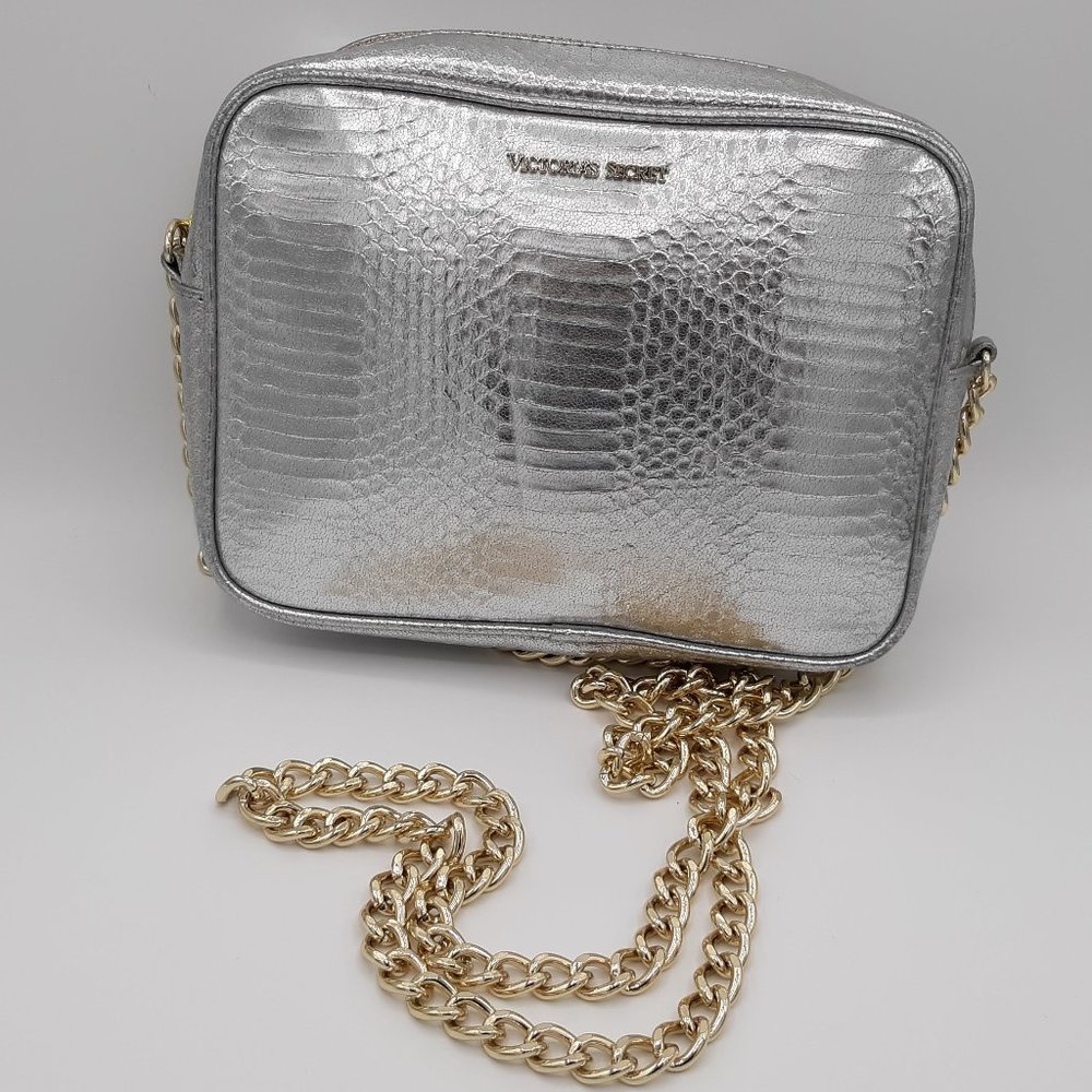 VICTORIA'S SECRET FAUX SILVER PYTHON CROSSBODY